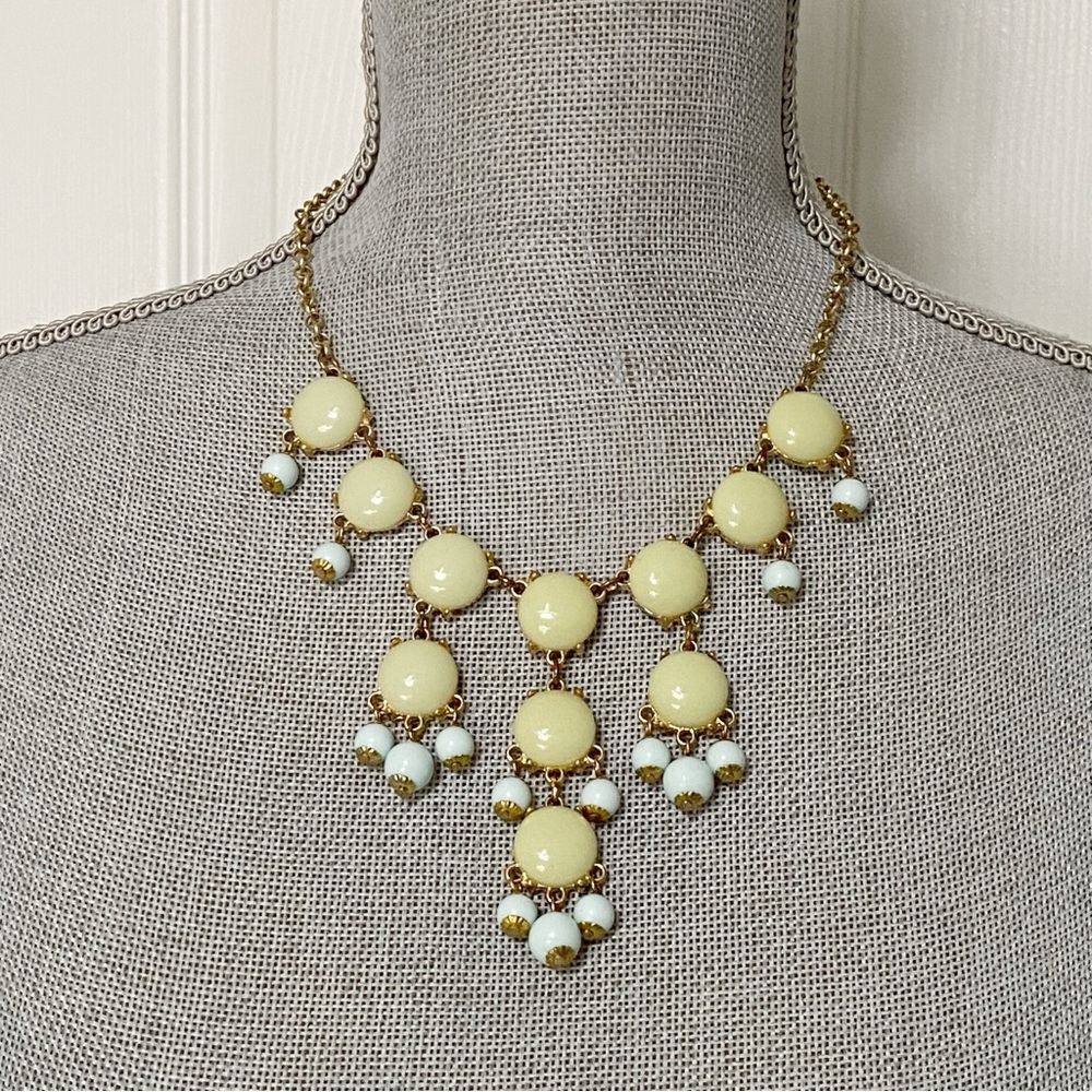 Beautiful Pale Green and Aqua Bubble Necklace Gold Tone